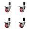 Service Caster 3'' SS Red Poly Swivel 1-5/8'' Expanding Stem Caster Set Total Lock Brake, 4PK SCC-SSEXTTL20S314-PPUB-RED-158-4 - alternate 1